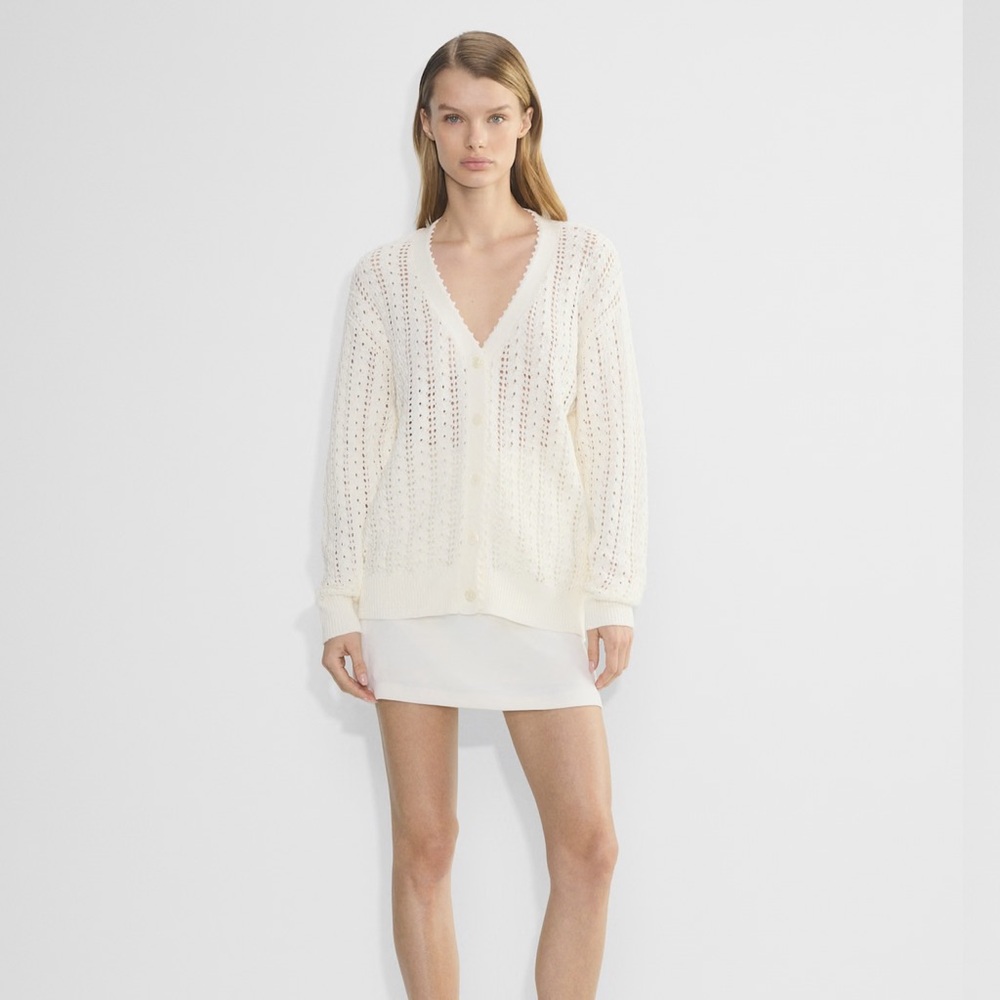 Wilfred Aritzia Reverence Ivory Open-Knit Cardigan
